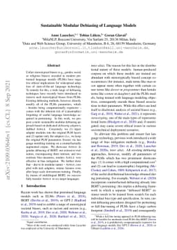 Sustainable Modular Debiasing of Language Models