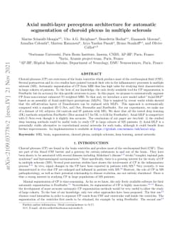 Axial multi-layer perceptron architecture for automatic segmentation of
  choroid plexus in multiple sclerosis