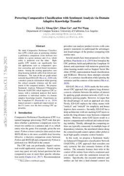 Powering Comparative Classification with Sentiment Analysis via Domain
  Adaptive Knowledge Transfer