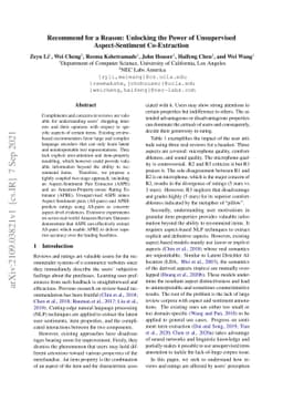 Recommend for a Reason: Unlocking the Power of Unsupervised
  Aspect-Sentiment Co-Extraction