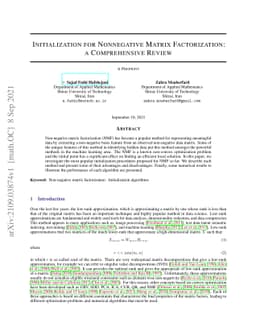 Initialization for Nonnegative Matrix Factorization: a Comprehensive
  Review