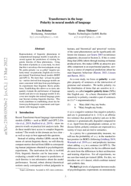 Transformers in the loop: Polarity in neural models of language