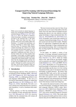 Unsupervised Pre-training with Structured Knowledge for Improving
  Natural Language Inference