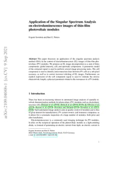 Application of the Singular Spectrum Analysis on electroluminescence
  images of thin-film photovoltaic modules