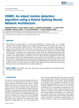 HSMD: An object motion detection algorithm using a Hybrid Spiking Neural
  Network Architecture