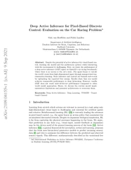 Deep Active Inference for Pixel-Based Discrete Control: Evaluation on
  the Car Racing Problem