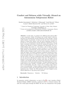 Comfort and Sickness while Virtually Aboard an Autonomous Telepresence
  Robot