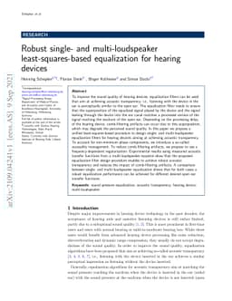 Robust single- and multi-loudspeaker least-squares-based equalization
  for hearing devices