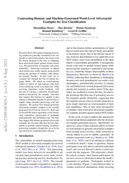 Contrasting Human- and Machine-Generated Word-Level Adversarial Examples
  for Text Classification