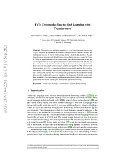 TxT: Crossmodal End-to-End Learning with Transformers