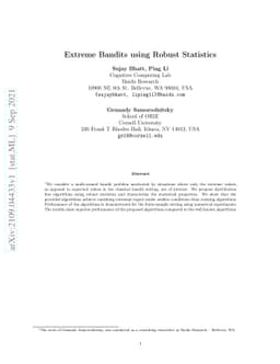 Extreme Bandits using Robust Statistics