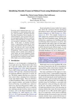 Identifying Morality Frames in Political Tweets using Relational
  Learning