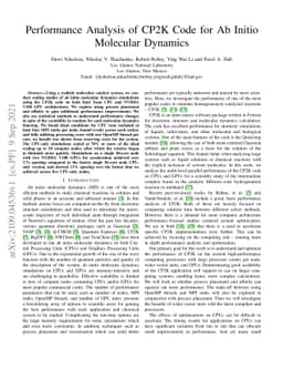 Performance Analysis of CP2K Code for Ab Initio Molecular Dynamics