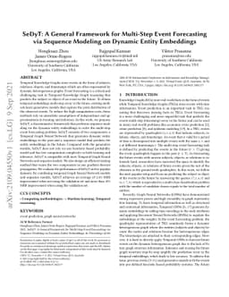 SeDyT: A General Framework for Multi-Step Event Forecasting via Sequence
  Modeling on Dynamic Entity Embeddings