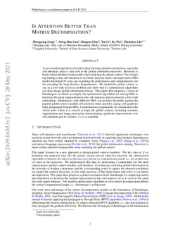 Is Attention Better Than Matrix Decomposition?