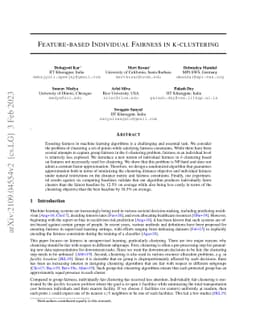 Feature-based Individual Fairness in k-Clustering
