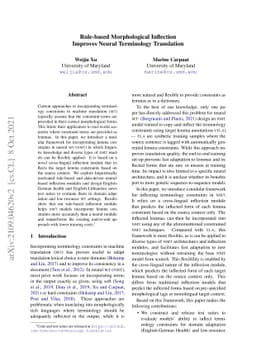 Rule-based Morphological Inflection Improves Neural Terminology
  Translation