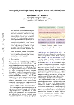 Investigating Numeracy Learning Ability of a Text-to-Text Transfer Model