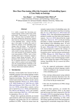 How Does Fine-tuning Affect the Geometry of Embedding Space: A Case
  Study on Isotropy
