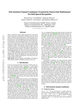 Self-Attention Channel Combinator Frontend for End-to-End Multichannel
  Far-field Speech Recognition