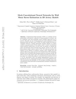 Mesh convolutional neural networks for wall shear stress estimation in
  3D artery models