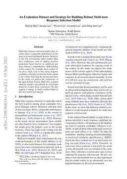 An Evaluation Dataset and Strategy for Building Robust Multi-turn
  Response Selection Model