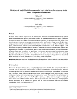 FR-Detect: A Multi-Modal Framework for Early Fake News Detection on
  Social Media Using Publishers Features