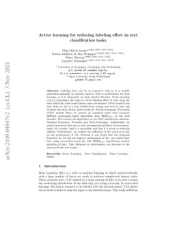 Active learning for reducing labeling effort in text classification
  tasks