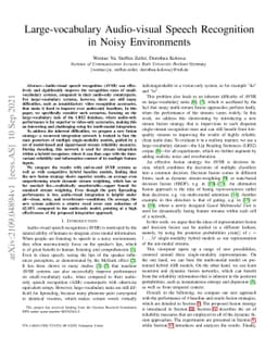 Large-vocabulary Audio-visual Speech Recognition in Noisy Environments