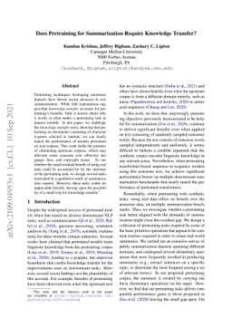 Does Pretraining for Summarization Require Knowledge Transfer?