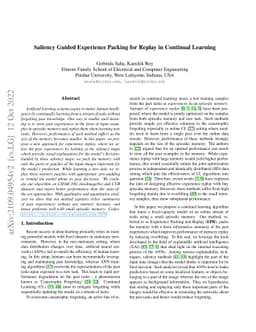 Saliency Guided Experience Packing for Replay in Continual Learning