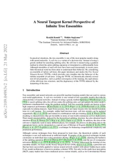 A Neural Tangent Kernel Perspective of Infinite Tree Ensembles