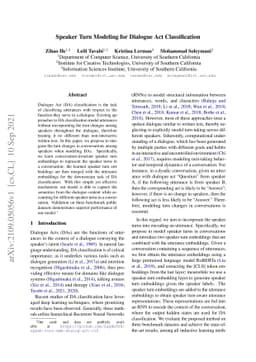 Speaker Turn Modeling for Dialogue Act Classification