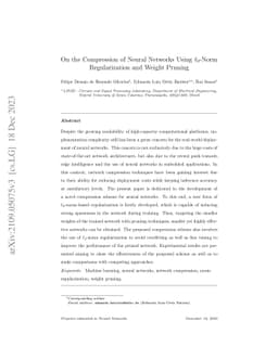 On the Compression of Neural Networks Using $\ell_0$-Norm Regularization
  and Weight Pruning