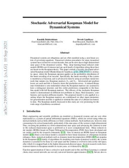 Stochastic Adversarial Koopman Model for Dynamical Systems