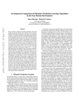 An Empirical Comparison of Off-policy Prediction Learning Algorithms in
  the Four Rooms Environment