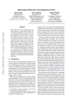 Refocusing on Relevance: Personalization in NLG