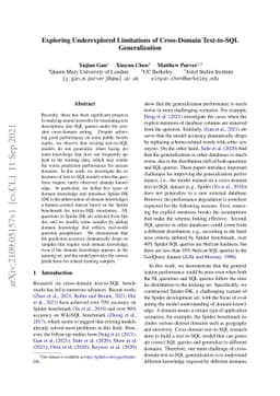 Exploring Underexplored Limitations of Cross-Domain Text-to-SQL
  Generalization