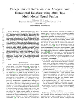 College Student Retention Risk Analysis From Educational Database using
  Multi-Task Multi-Modal Neural Fusion