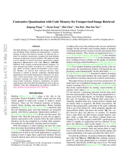 Contrastive Quantization with Code Memory for Unsupervised Image
  Retrieval