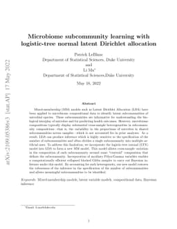 Microbiome subcommunity learning with logistic-tree normal latent
  Dirichlet allocation