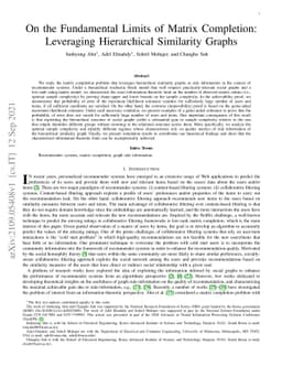 On the Fundamental Limits of Matrix Completion: Leveraging Hierarchical
  Similarity Graphs