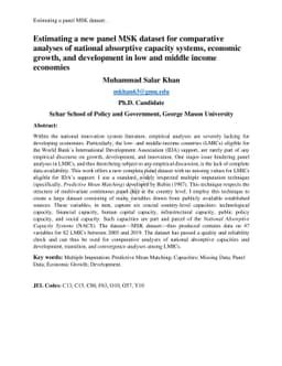 Estimating a new panel MSK dataset for comparative analyses of national
  absorptive capacity systems, economic growth, and development in low and
  middle income economies