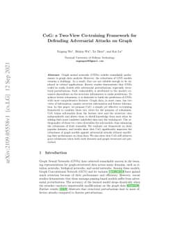 CoG: a Two-View Co-training Framework for Defending Adversarial Attacks
  on Graph