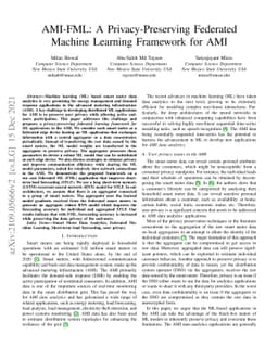 AMI-FML: A Privacy-Preserving Federated Machine Learning Framework for
  AMI