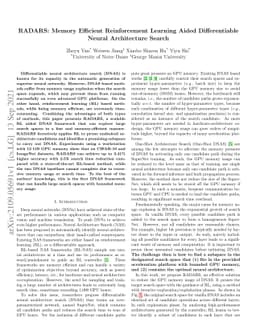 RADARS: Memory Efficient Reinforcement Learning Aided Differentiable
  Neural Architecture Search