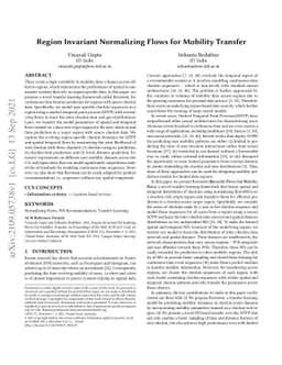 Region Invariant Normalizing Flows for Mobility Transfer