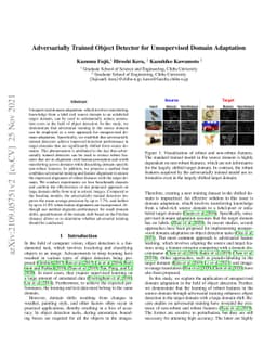 Adversarially Trained Object Detector for Unsupervised Domain Adaptation