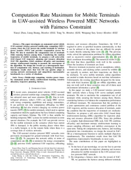 Computation Rate Maximum for Mobile Terminals in UAV-assisted Wireless
  Powered MEC Networks with Fairness Constraint