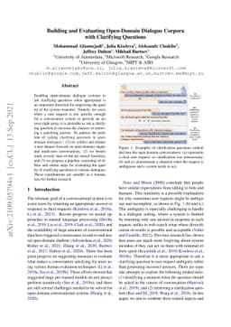 Building and Evaluating Open-Domain Dialogue Corpora with Clarifying
  Questions